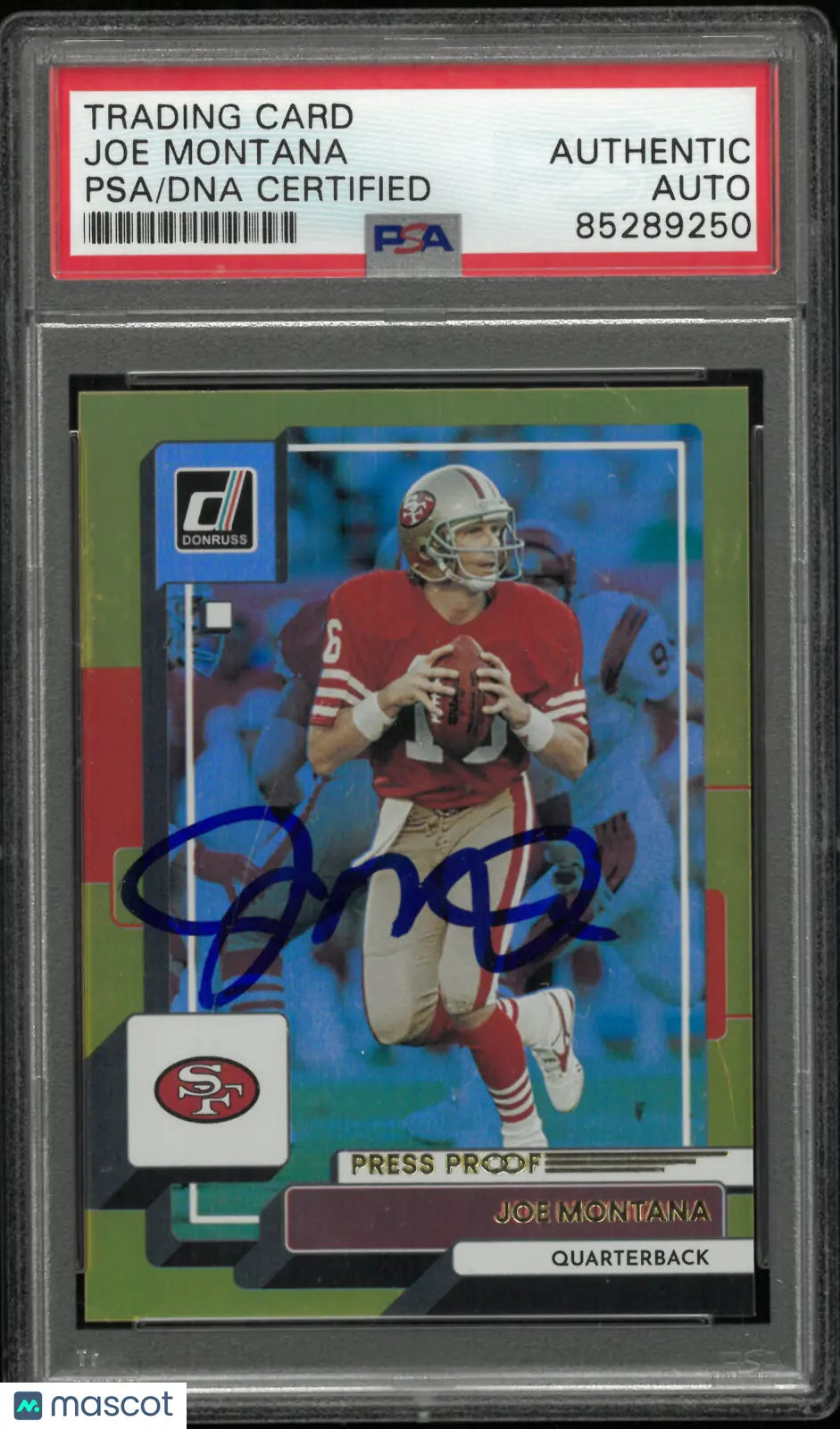 2022 Panini Donruss Joe Montana Gold Autograph Auto PSA Authentic Auto 