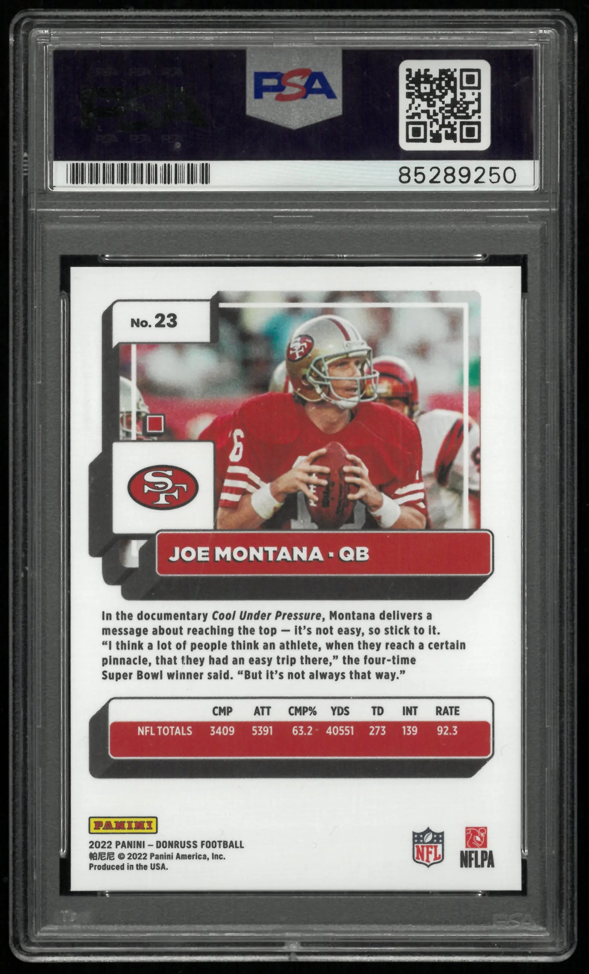 2022 Panini Donruss Joe Montana Gold Autograph Auto PSA Authentic Auto 