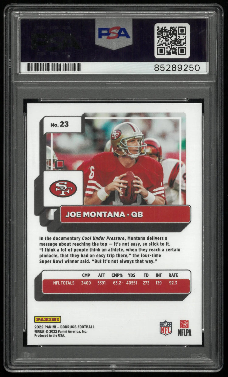 2022 Panini Donruss Joe Montana Gold Autograph Auto PSA Authentic Auto 
