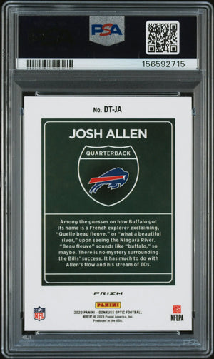 2022 Panini Donruss Optic Downtown Josh Allen PSA 8 