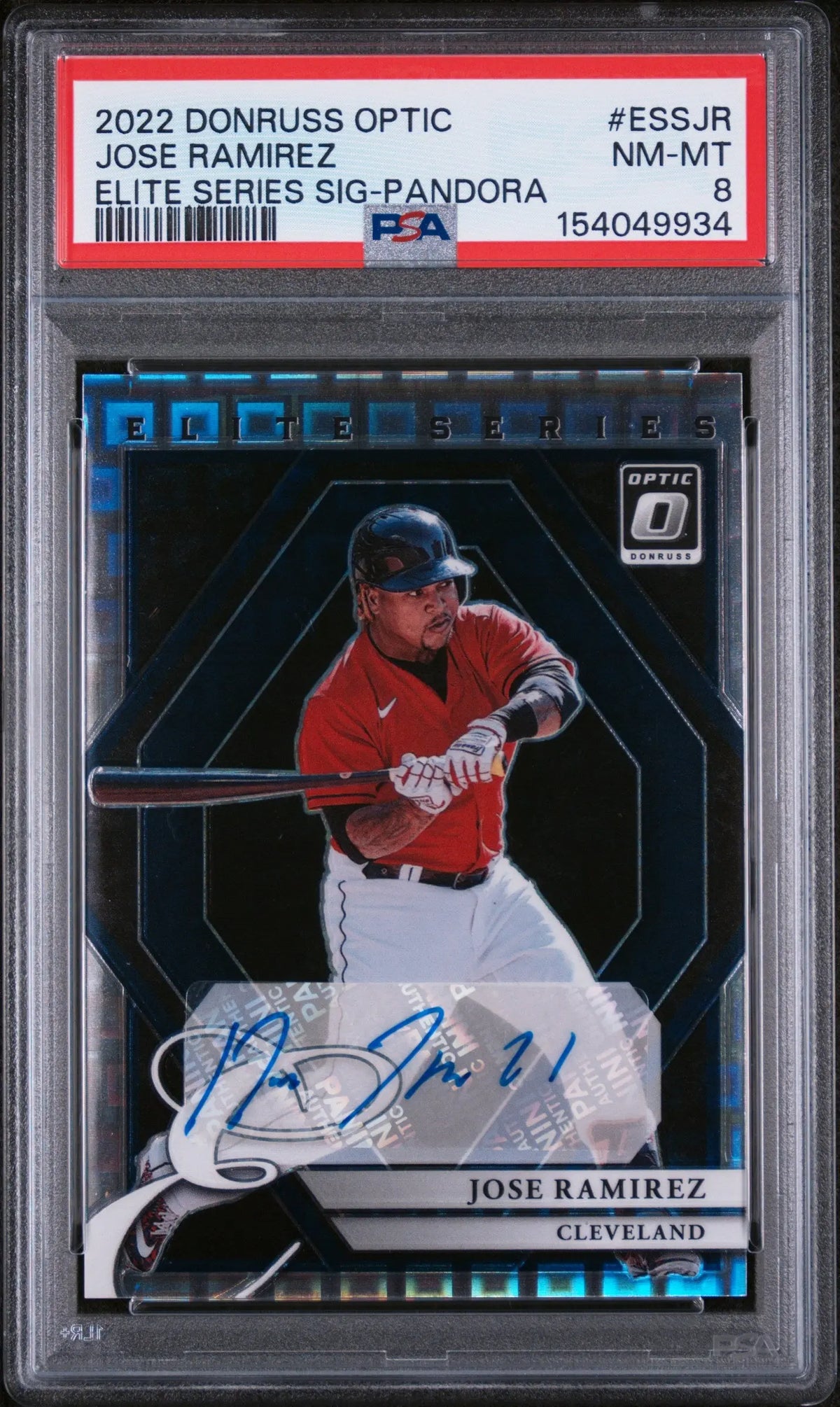 2022 Panini Donruss Optic Elite Autograph Jose Ramirez Auto Pandora /20 PSA 8 