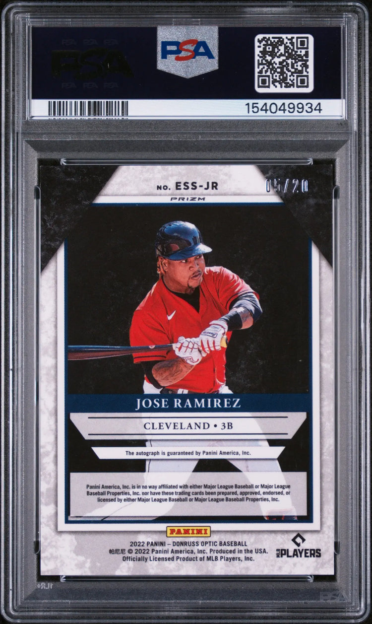 2022 Panini Donruss Optic Elite Autograph Jose Ramirez Auto Pandora /20 PSA 8 