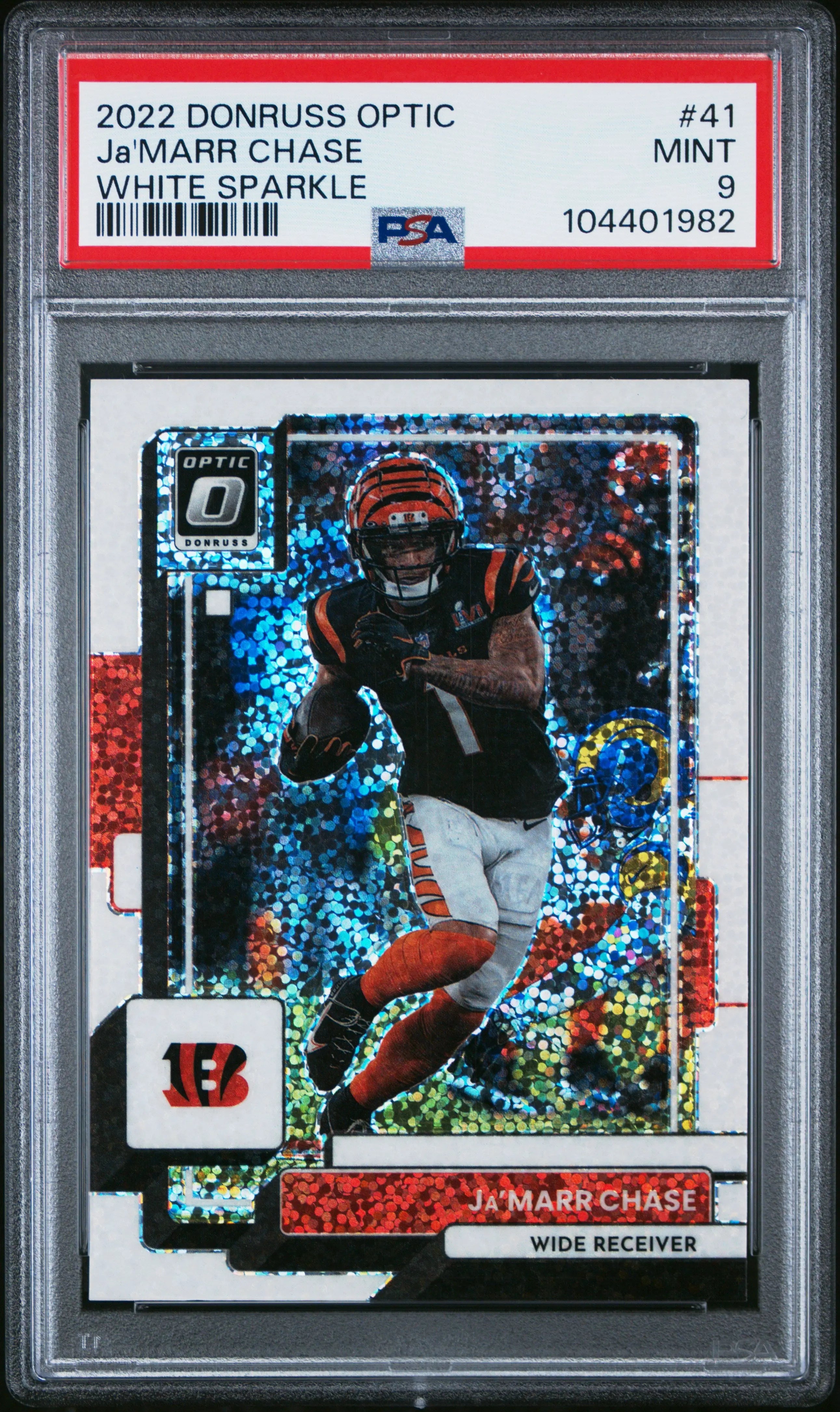 2022 Panini Donruss Optic Ja'marr Chase White Sparkle SP PSA 9 