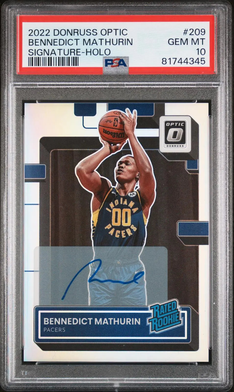2022 Panini Donruss Optic Rookie Autograph Bennedict Mathurin Auto RC PSA 10 