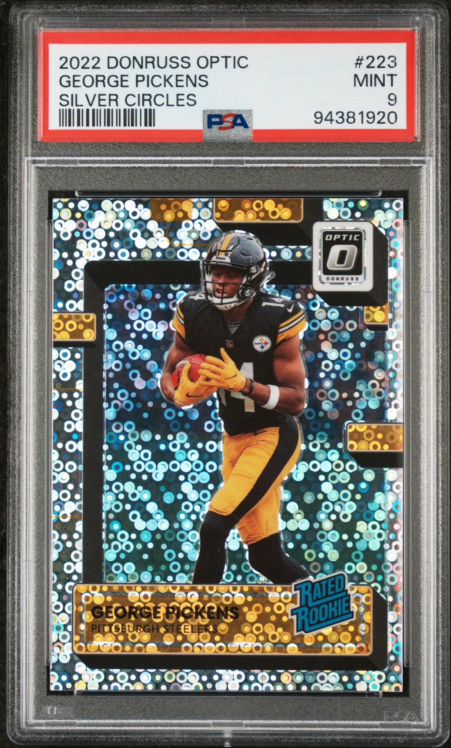 2022 Panini Donruss Optic Rookie George Pickens Silver Circles /125 RC PSA 9 