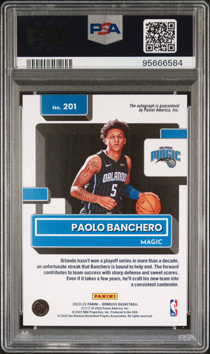 2022 Panini Donruss Paolo Banchero Rated Rookie Frame Holo Laser Auto /75 PSA 10 