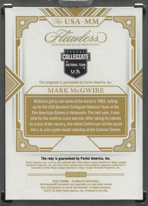 2022 Panini Flawless Autograph Collegiate National Team Mark McGwire Auto /20 