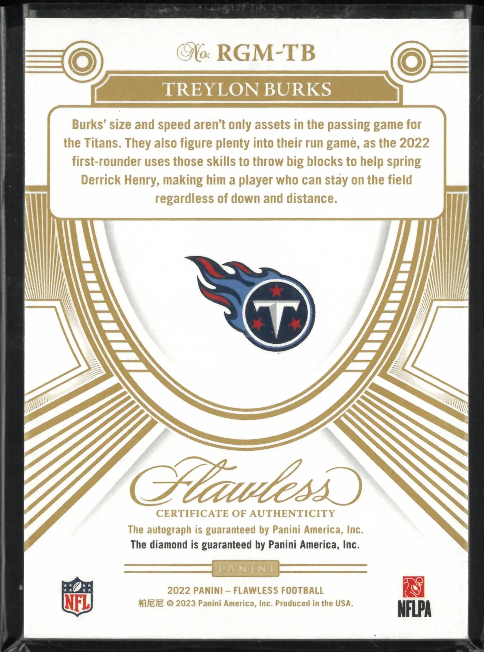 2022 Panini Flawless Rookie Autograph Treylon Burks Auto /10 RC 