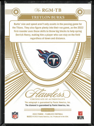 2022 Panini Flawless Rookie Autograph Treylon Burks Auto /10 RC 