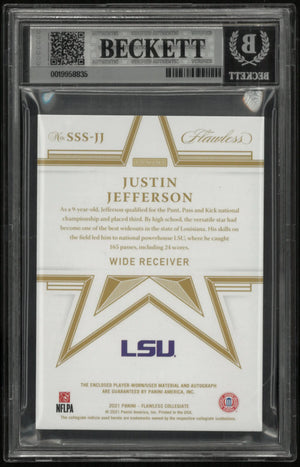2022 Panini Flawless Star Autograph Patch Emerald Justin Jefferson BGS 8 Auto 10 