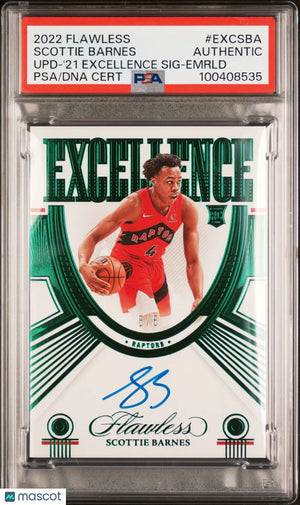 2022 Panini Flawless Update Scottie Barnes '21 Excellence SIG/ 5 PSA A Autograph 