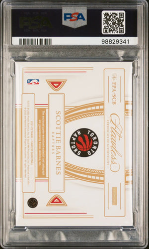 2022 Panini Flawless Update Scottie Barnes '21 Patch Auto /25 PSA 10 