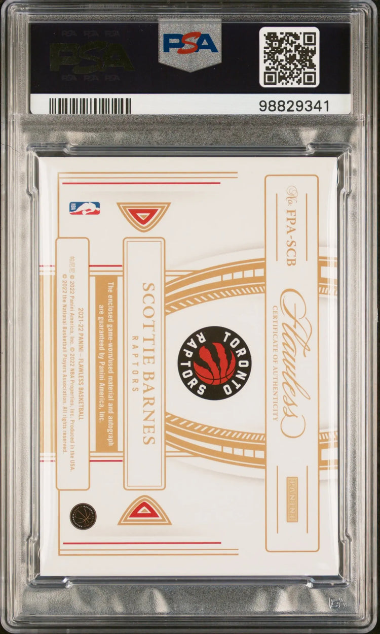 2022 Panini Flawless Update Scottie Barnes '21 Patch Auto /25 PSA 10 