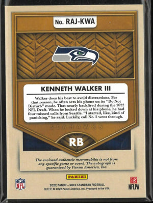 2022 Panini Gold Standard Rookie Patch Autograph Kenneth Walker III Auto /149 RC 