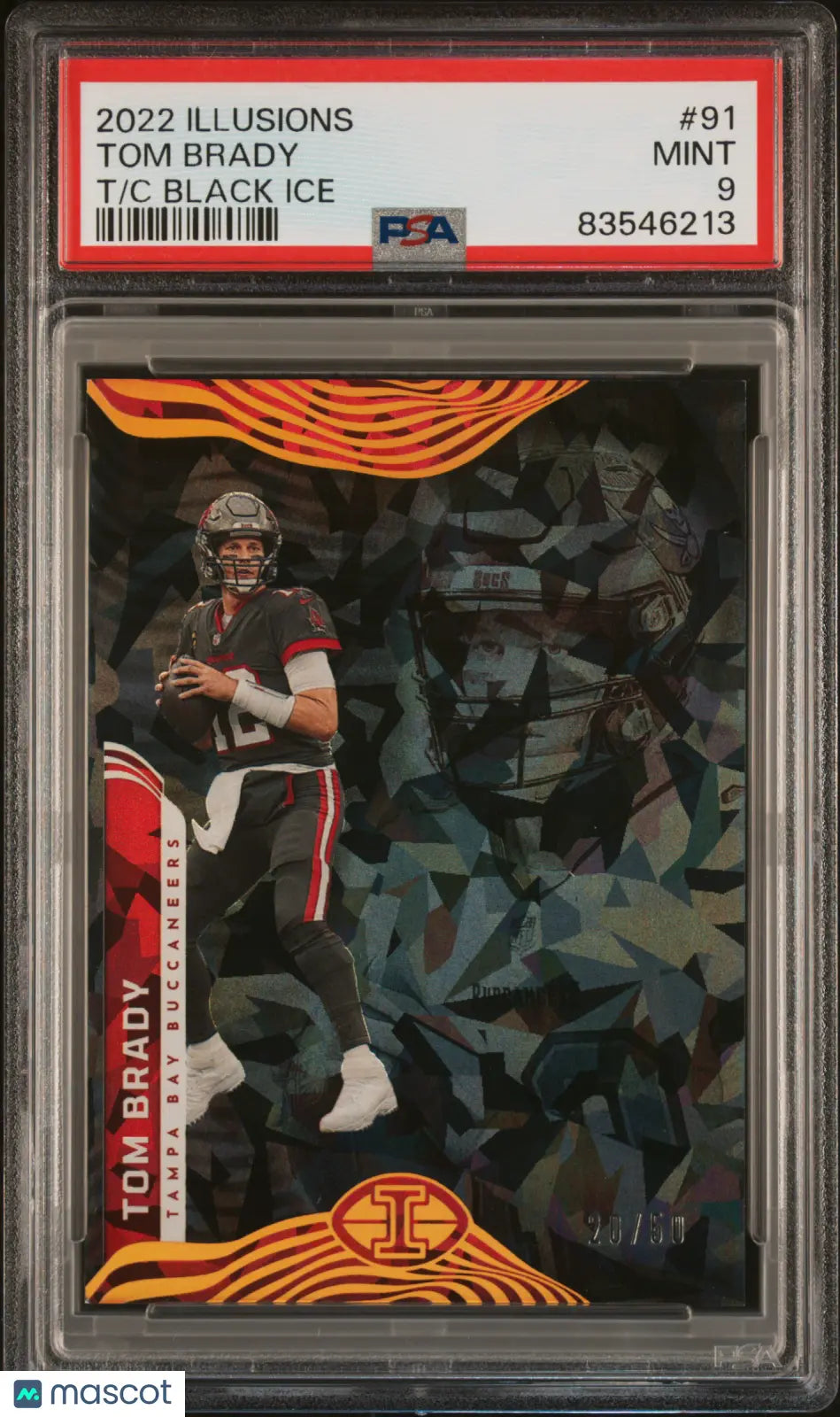 2022 Panini Illusions Football Tom Brady #91 T C Black Ice /50 PSA 9 