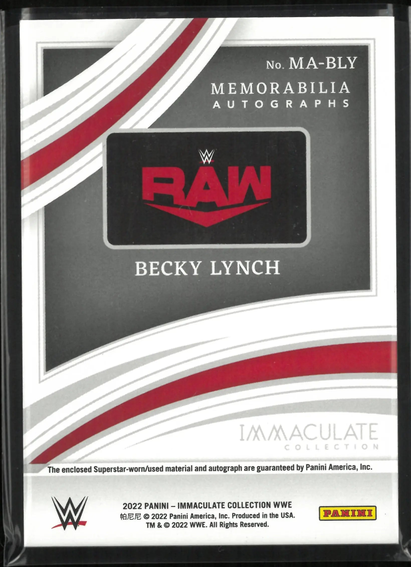 2022 Panini Immaculate Memorabilia Autograph Becky Lynch Auto Patch /99 