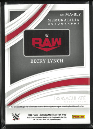 2022 Panini Immaculate Memorabilia Autograph Becky Lynch Auto Patch /99 