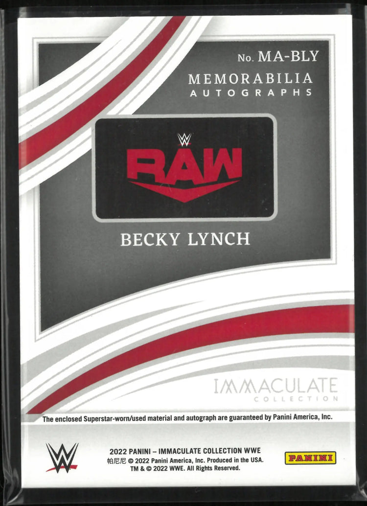 2022 Panini Immaculate Memorabilia Autograph Becky Lynch Auto Patch /99 