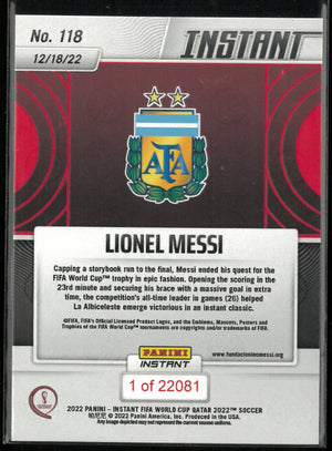 2022 Panini Instant FIFA World Cup Qatar Lionel Messi /22081 