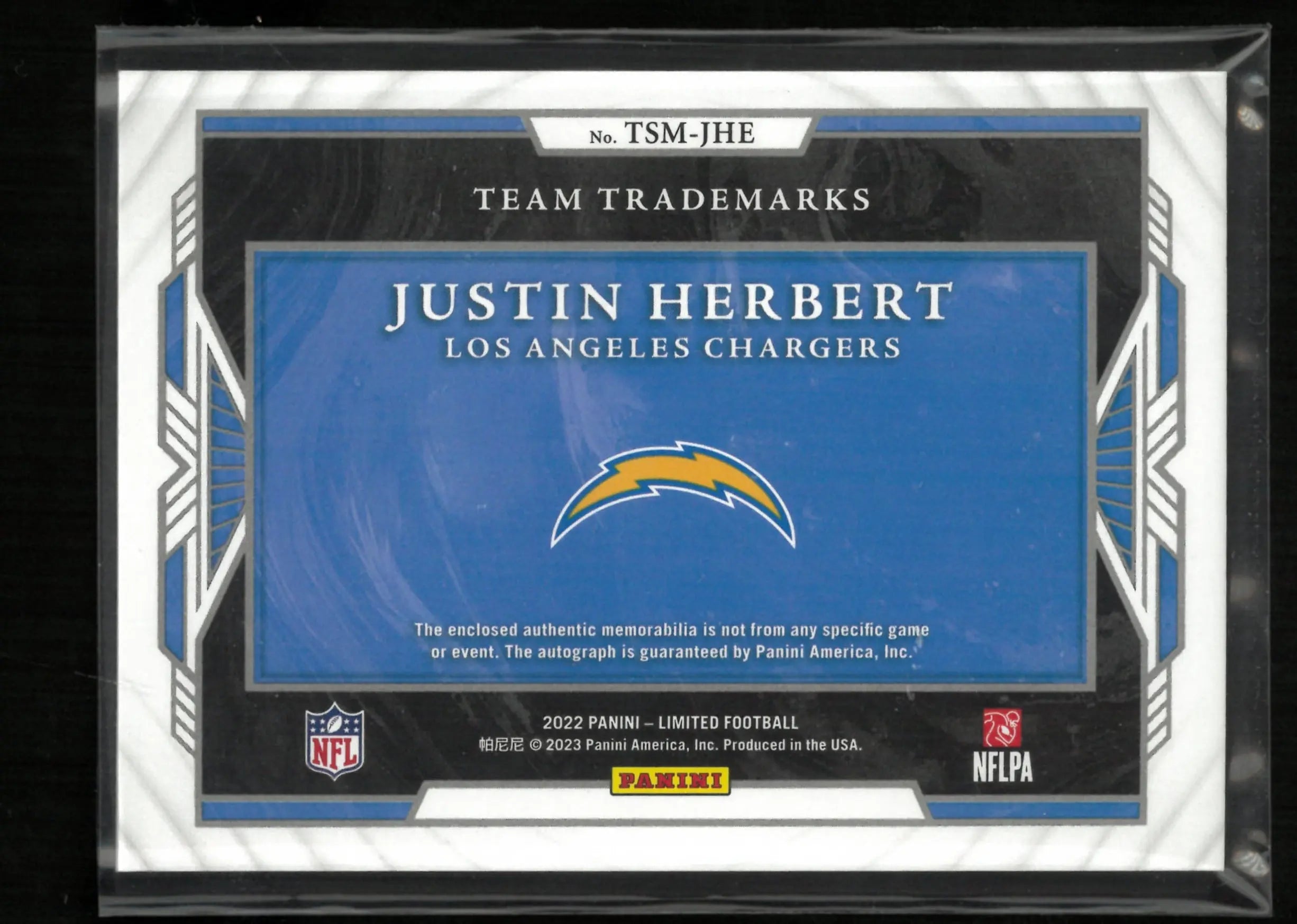 2022 Panini Limited Team Trademarks Justin Herbert Auto Patch /7 