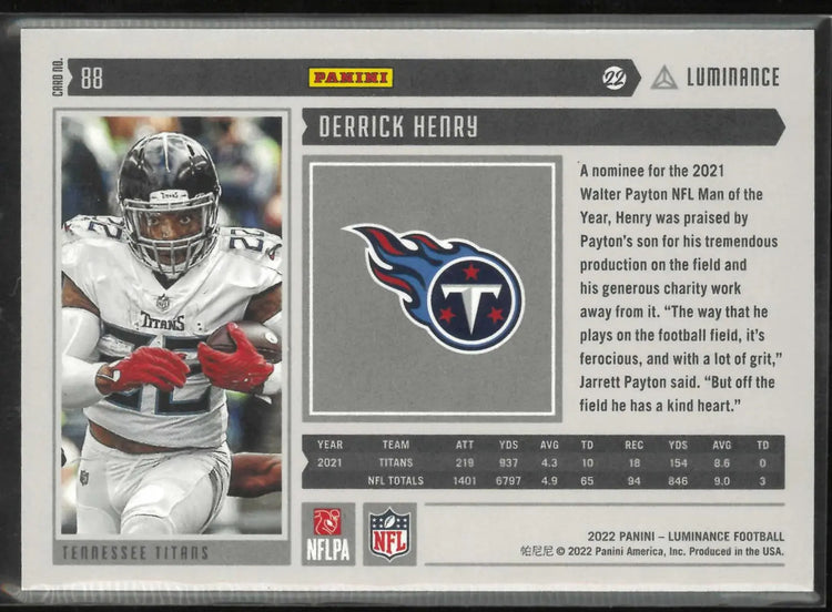 2022 Panini Luminance Derrick Henry Pink /10 