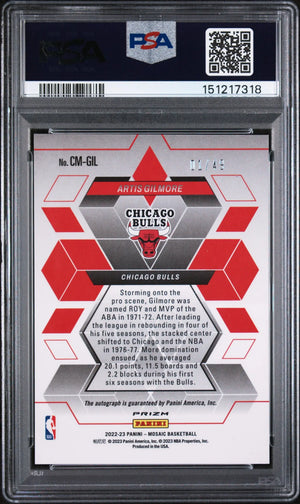 2022 Panini Mosaic Collage Autographs Mosaic Artis Gilmore Auto Blue /49 PSA 9 