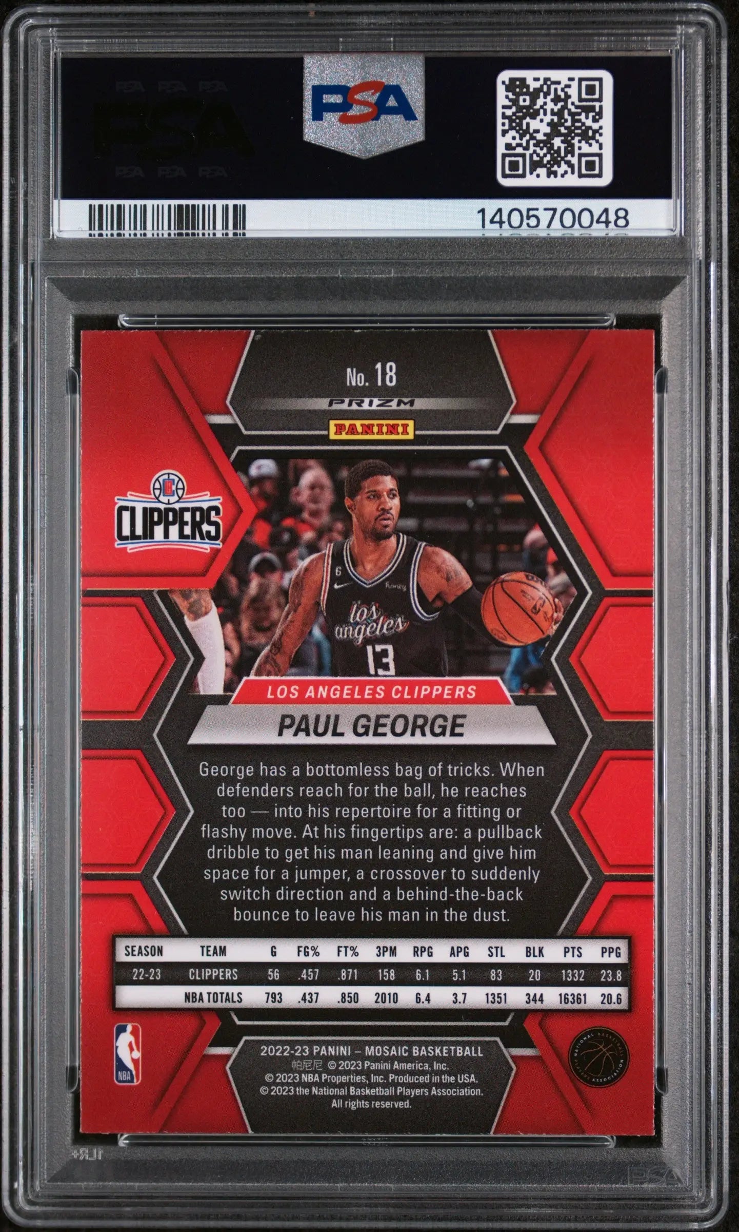 2022 Panini Mosaic Paul George Genesis PSA 9 