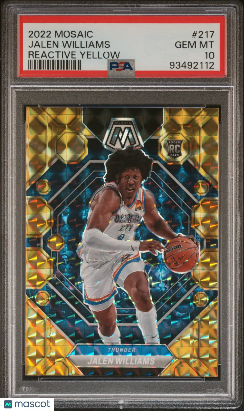 2022 Panini Mosaic Rookie Jalen Williams Reactive Yellow RC PSA 10 