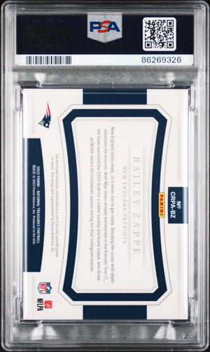 2022 Panini National Treasure Crossover Rookie Patch Auto Bailey Zappe RC PSA 8 