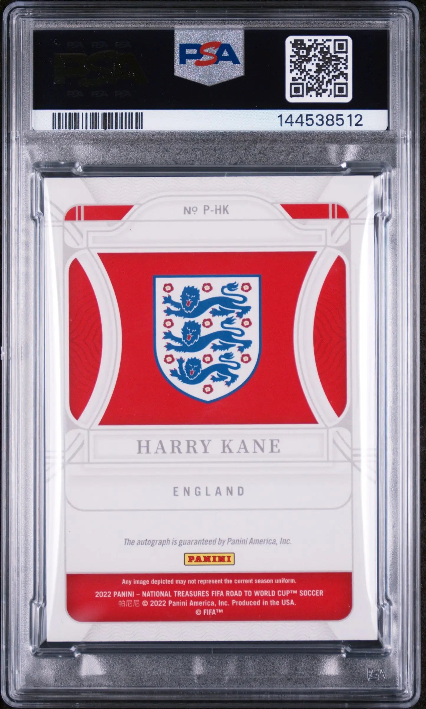2022 Panini National Treasure FIFA RTQ Ruby Penmanship Auto Harry Kane /15 PSA 8 