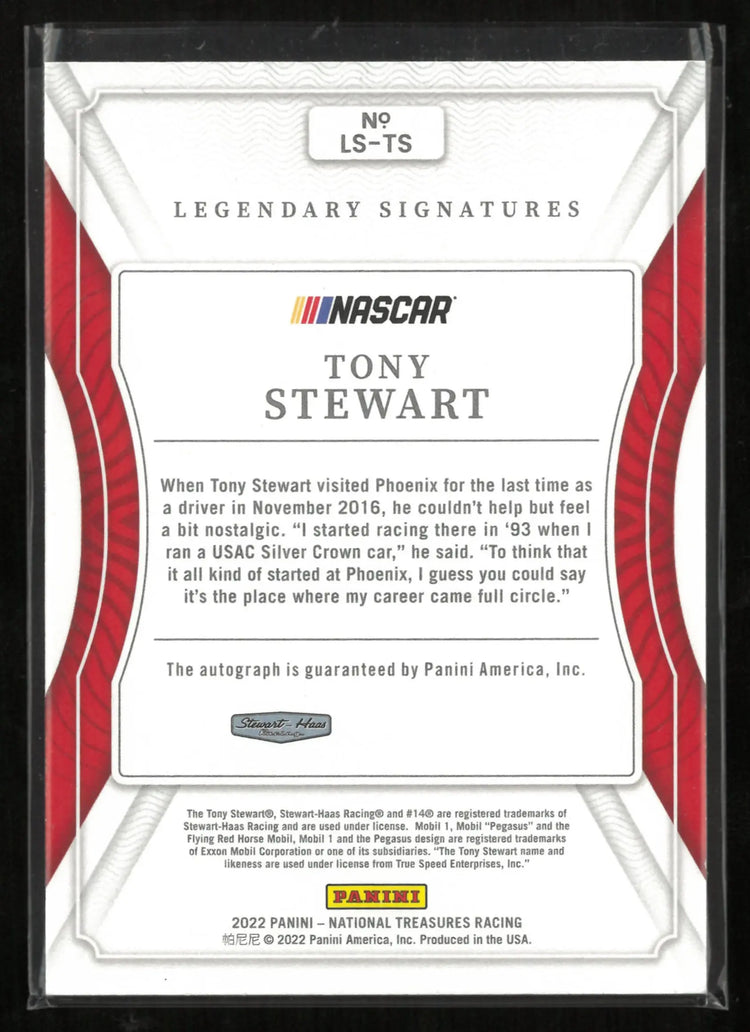2022 Panini National Treasures Racing Legendary Signatures Tony Stewart Autograph /10 