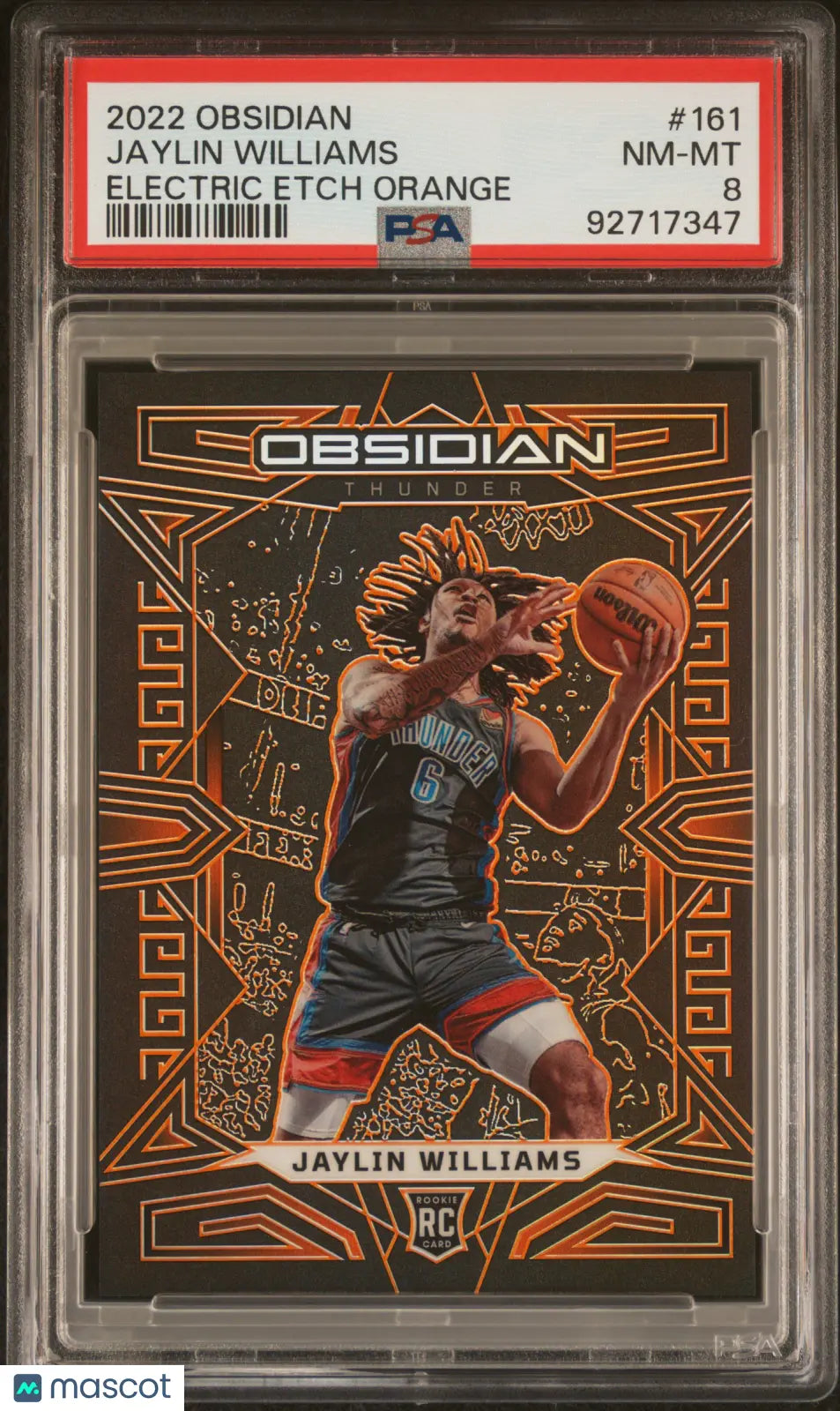 2022 Panini Obsidian Jaylin Williams RC Rookie Electric Etch Orange PSA 8 /50 
