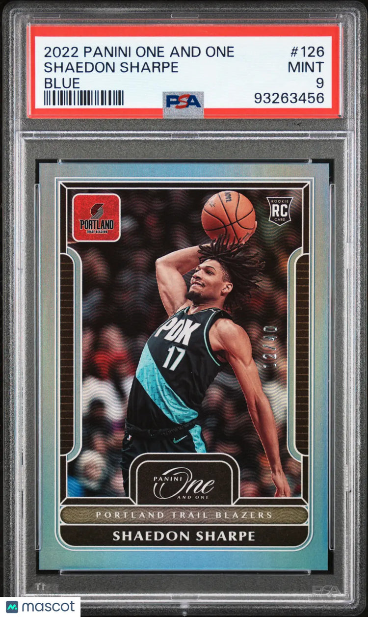 2022 Panini One And One Shaedon Sharpe RC Rookie Blue /40 PSA 9 