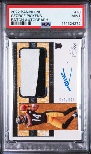 2022 Panini One Rookie Patch Autograph George Pickens Auto /149 RC PSA 9 