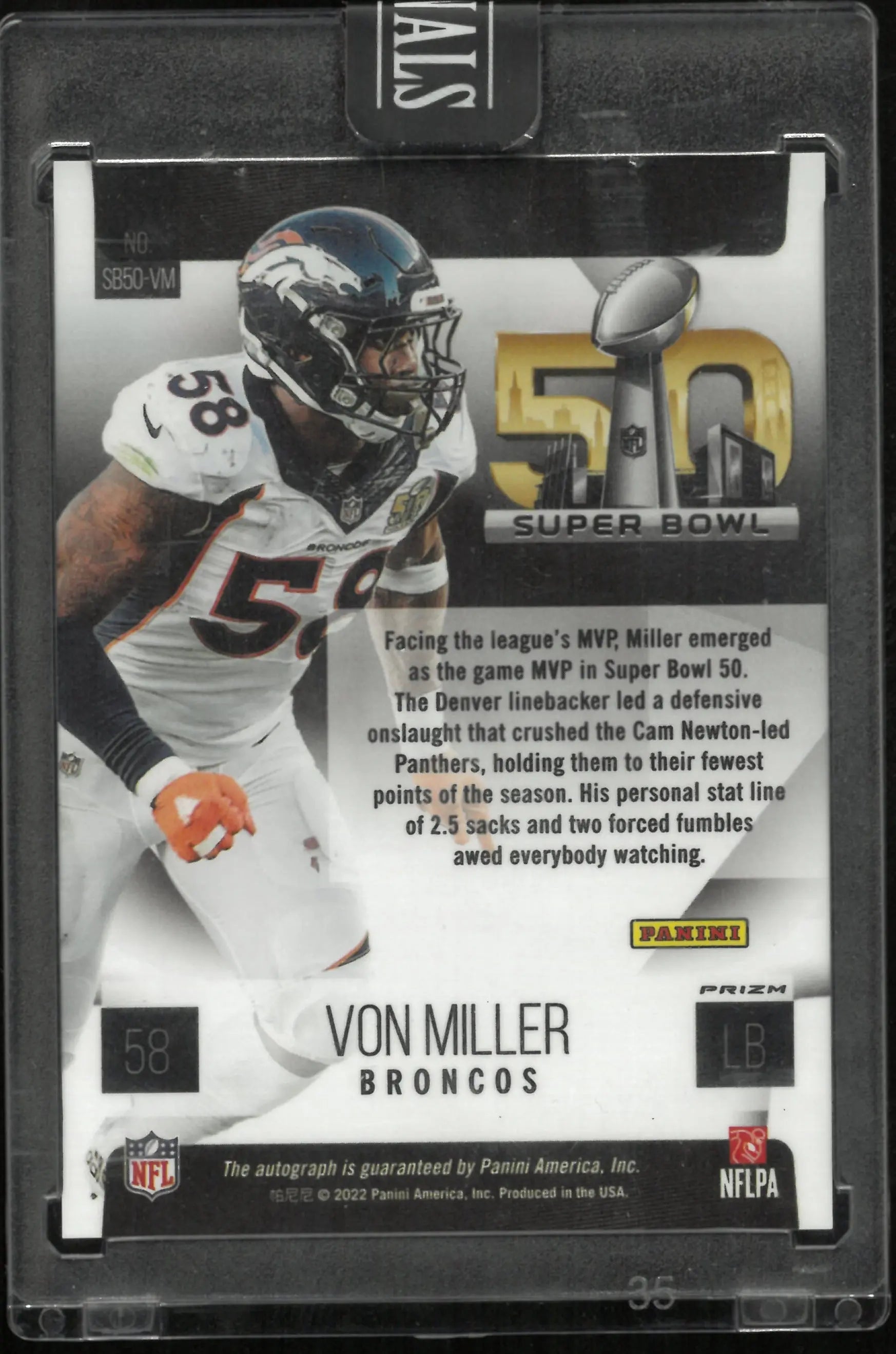 2022 Panini Originals Super Bowl 50 Auto Von Miller 