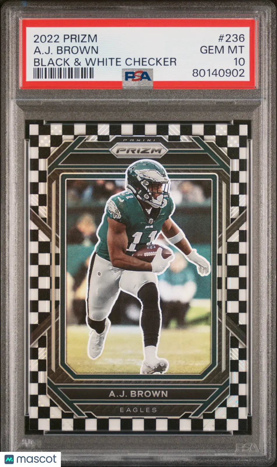 2022 Panini Prizm A. J. Brown Black & White Checker PSA 10 
