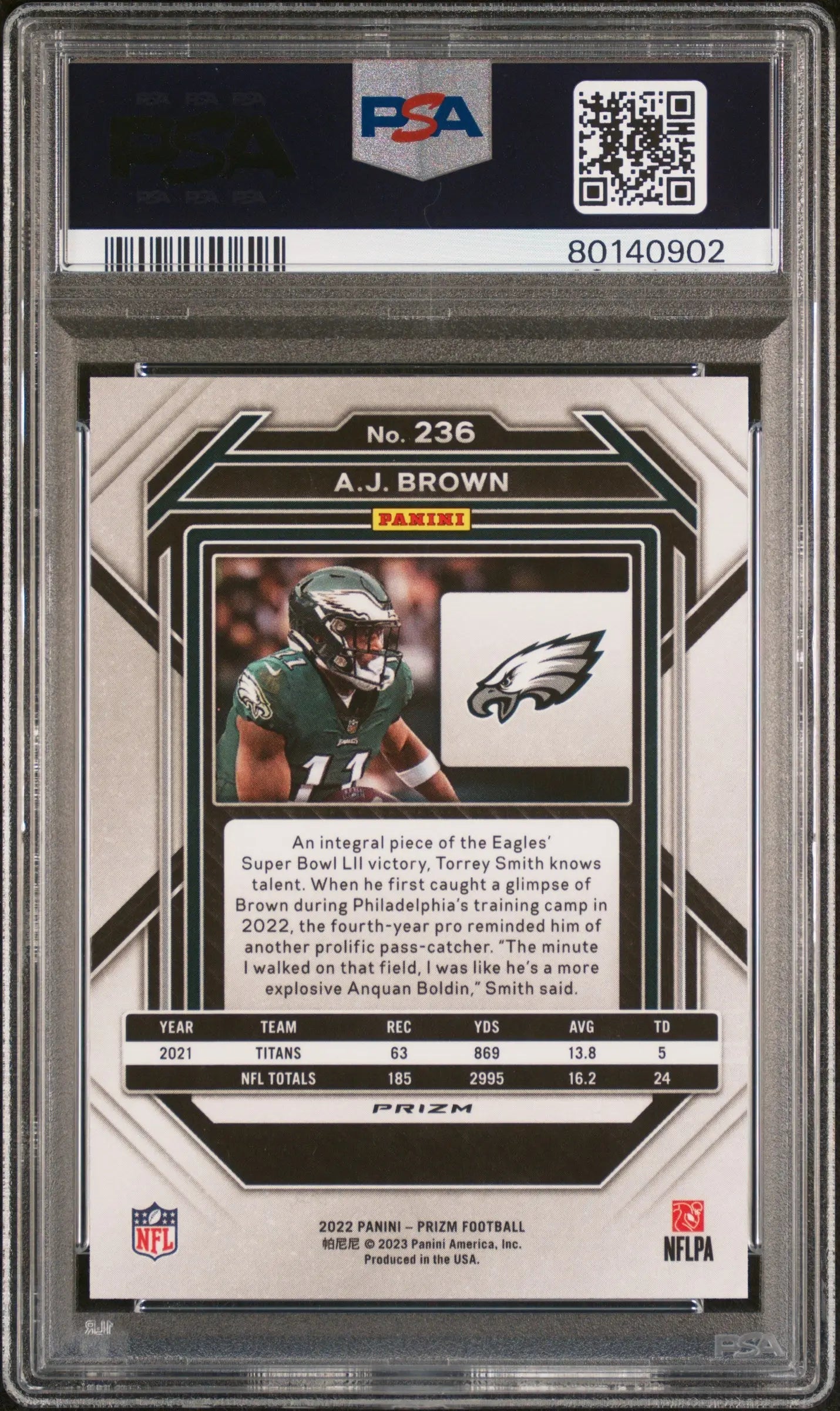 2022 Panini Prizm A. J. Brown Black & White Checker PSA 10 