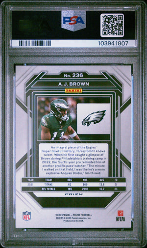 2022 Panini Prizm A. J. Brown Snakeskin PSA 10 