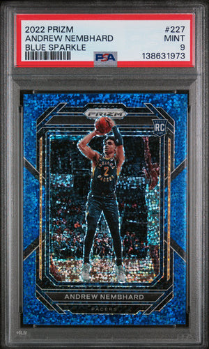 2022 Panini Prizm Andrew Nembhard RC Rookie Blue Sparkle PSA 9 /144 