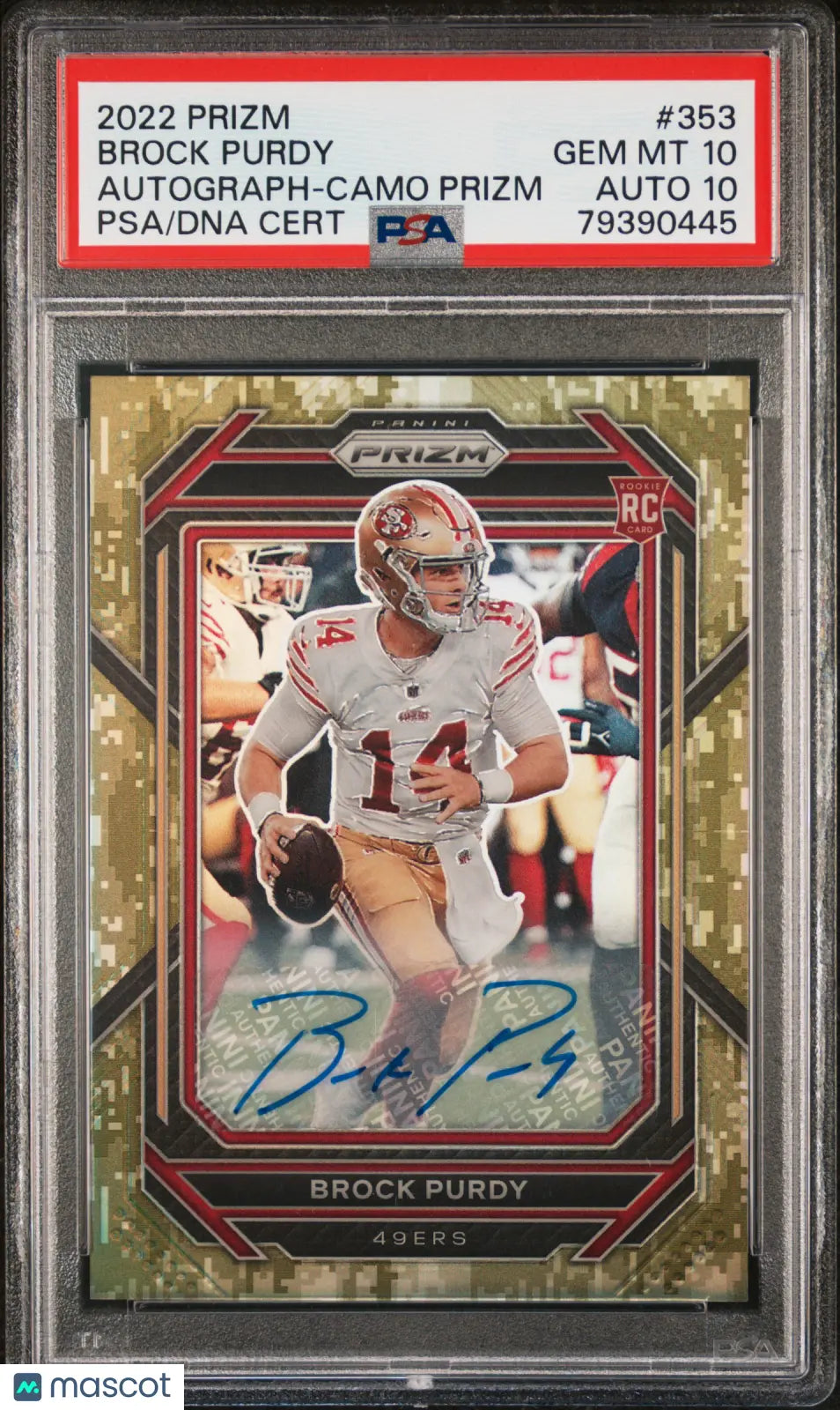 2022 Panini Prizm Football Brock Purdy RC Rookie Auto Camo PSA 10 Auto 10 /25 