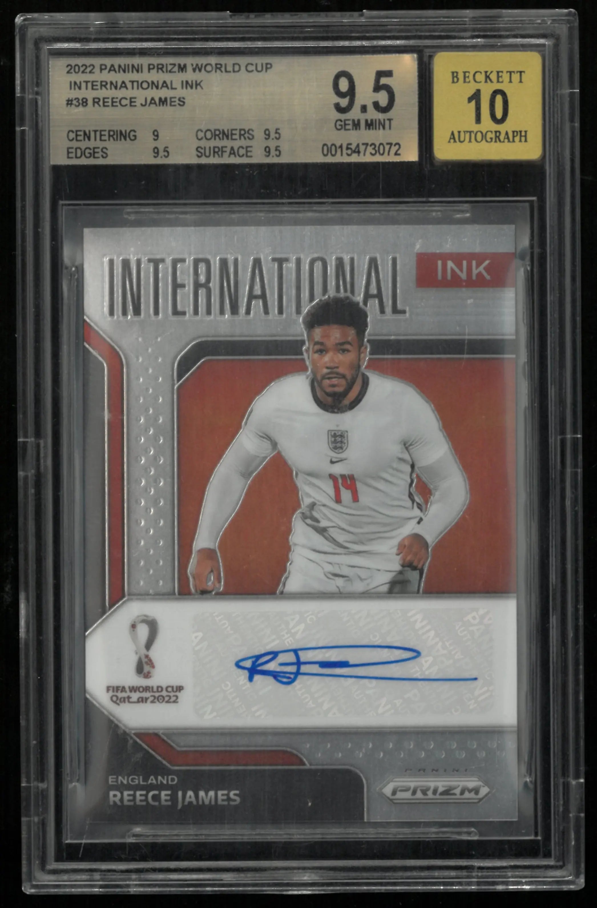 2022 Panini Prizm International Ink Autograph Reece James Auto BGS 9.5 Auto 10 