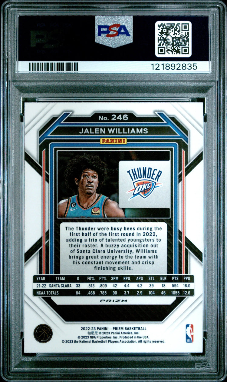 2022 Panini Prizm Jalen Williams RC Rookie #246 Silver PSA 10 