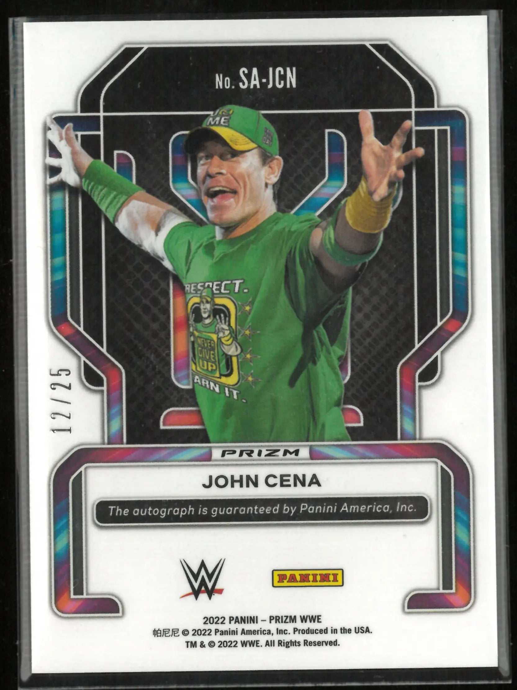 2022 Panini Prizm John Cena Superstar Refractor Autograph 12/25 