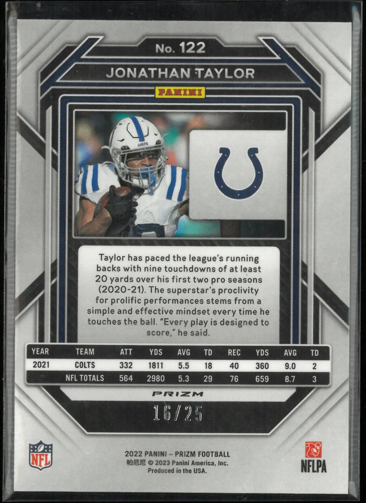 2022 Panini Prizm Jonathan Taylor Blue Shimmer /25 