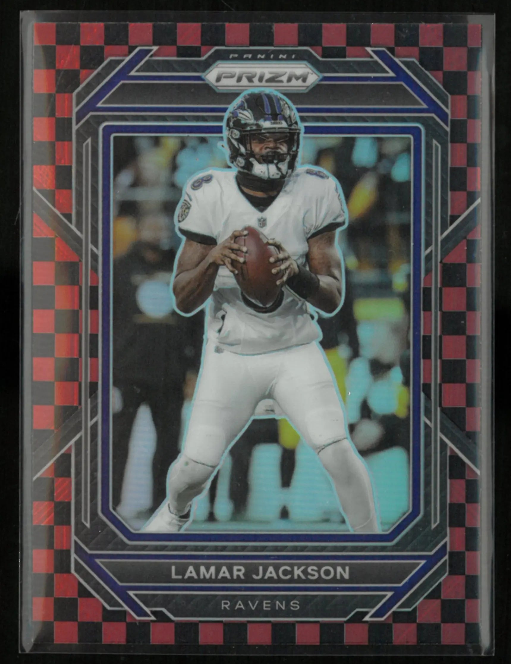 2022 Panini Prizm Lamar Jackson Red/Black Checker SP 