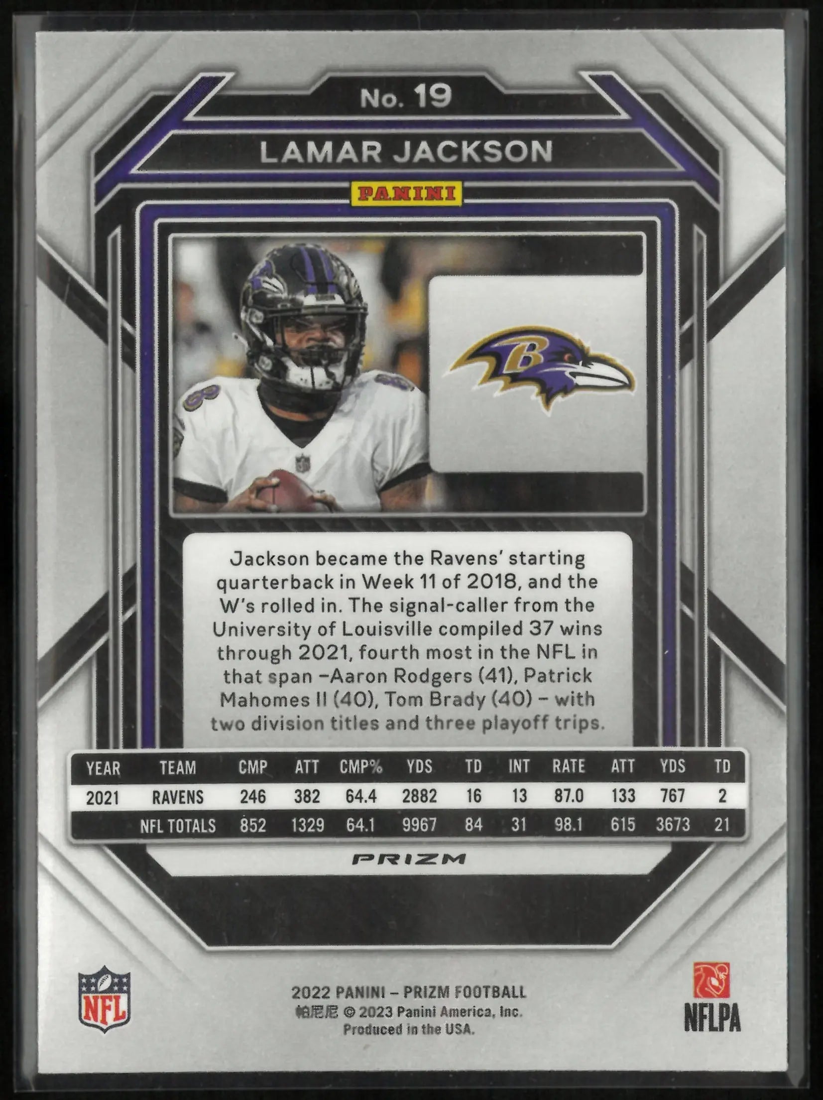 2022 Panini Prizm Lamar Jackson Red/Black Checker SP 