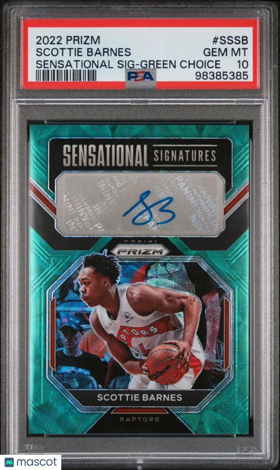 2022 Panini Prizm Sensational Signatures Green Auto Scottie Barnes PSA 10 8/8 
