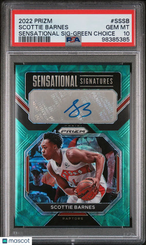 2022 Panini Prizm Sensational Signatures Green Auto Scottie Barnes PSA 10 8/8 