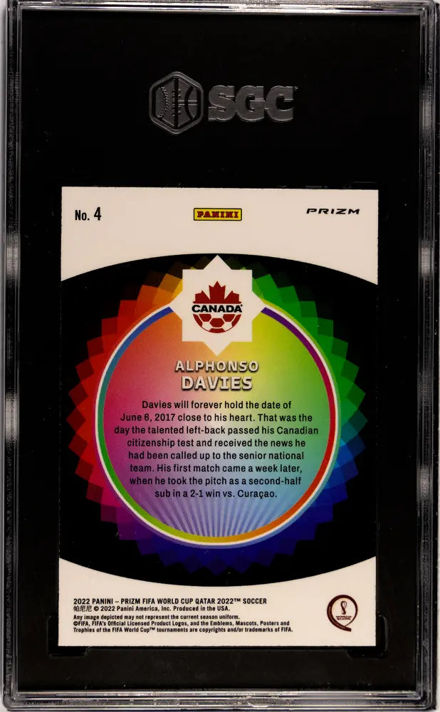 2022 Panini Prizm World Cup Alphonso Davies #4 Color Wheel SGC 8.5 