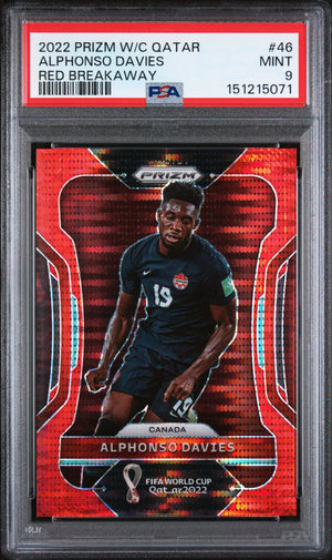 2022 Panini Prizm World Cup Qatar Alphonso Davies Red Breakaway /99 PSA 9 